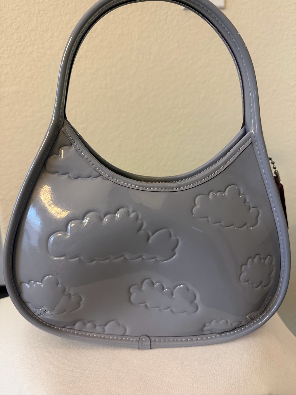 COACHTOPIA Stylish Cloud-Embossed Shoulder Bag in Light Blue Gray